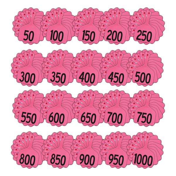 Z Tags 1 Piece Feedlot Stamped 1-1000 In Bundles Of 50 (Pink) - Pre-Printed Tags Z Tags - Canada