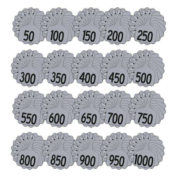 Z Tags 1 Piece Feedlot Stamped 1-1000 In Bundles Of 50 (Grey) - Pre-Printed Tags Z Tags - Canada