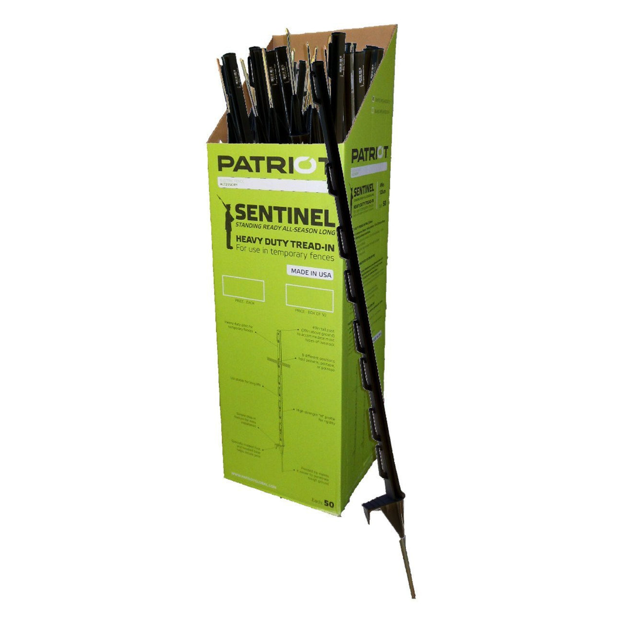 Patriot Sentinel Plastic Tread In Post Black (50 Per Box) - Fencing Patriot - Canada