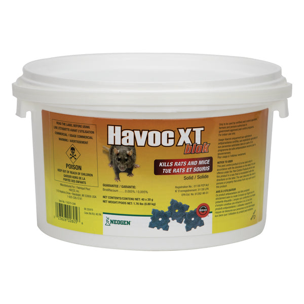 Havoc-Xt Blok Rodent Control Blocks Brodifacoum 0.005% (Pail Of 40X20G) - Pest Control Havoc-Xt - Canada