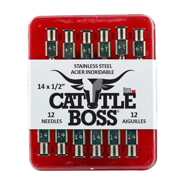 Cattle Boss Stainless Steel Hub Needle (12 Pack) 14X1/2 - Drug Administration Cattle Boss - Canada