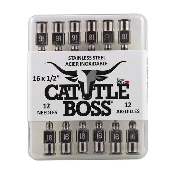 Cattle Boss Stainless Steel Hub Needle (12 Pack) 16X1/2 - Drug Administration Cattle Boss - Canada