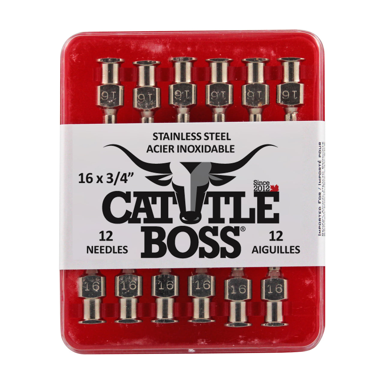 Cattle Boss Stainless Steel Hub Needle (12 Pack) 16X3/4 - Drug Administration Cattle Boss - Canada