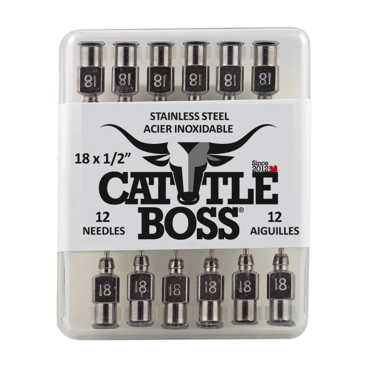 Cattle Boss Stainless Steel Hub Needle (12 Pack) 18X1/2 - Drug Administration Cattle Boss - Canada