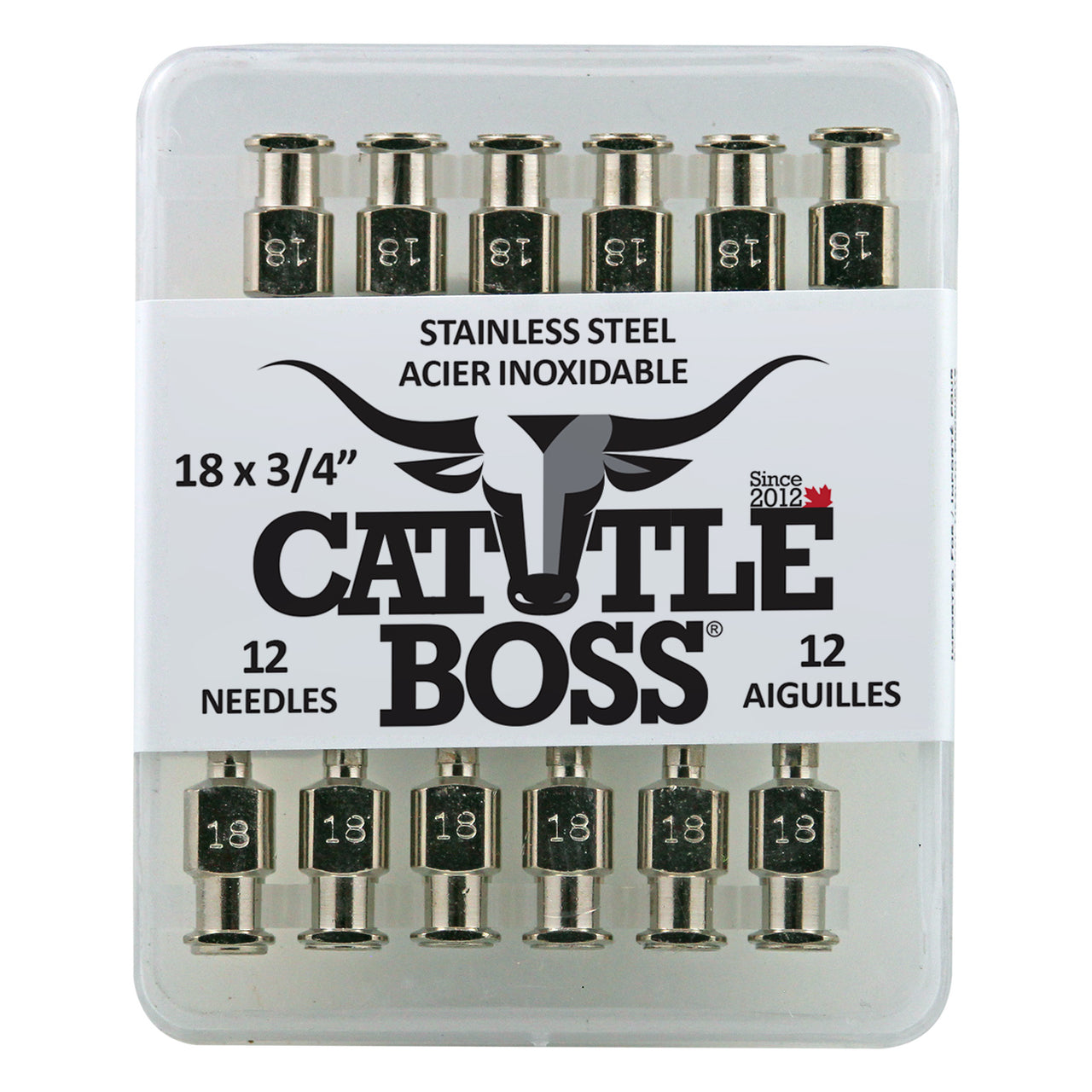 Cattle Boss Stainless Steel Hub Needle (12 Pack) 18X3/4 - Drug Administration Cattle Boss - Canada