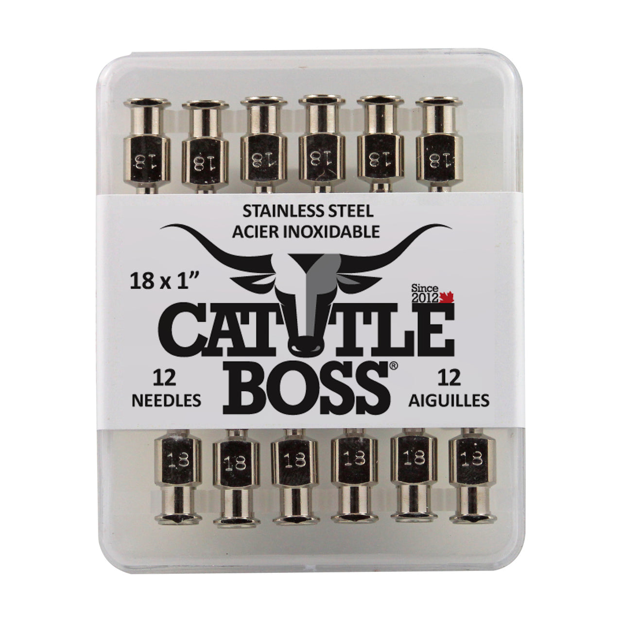 Cattle Boss Stainless Steel Hub Needle (12 Pack) 18X1 - Drug Administration Cattle Boss - Canada