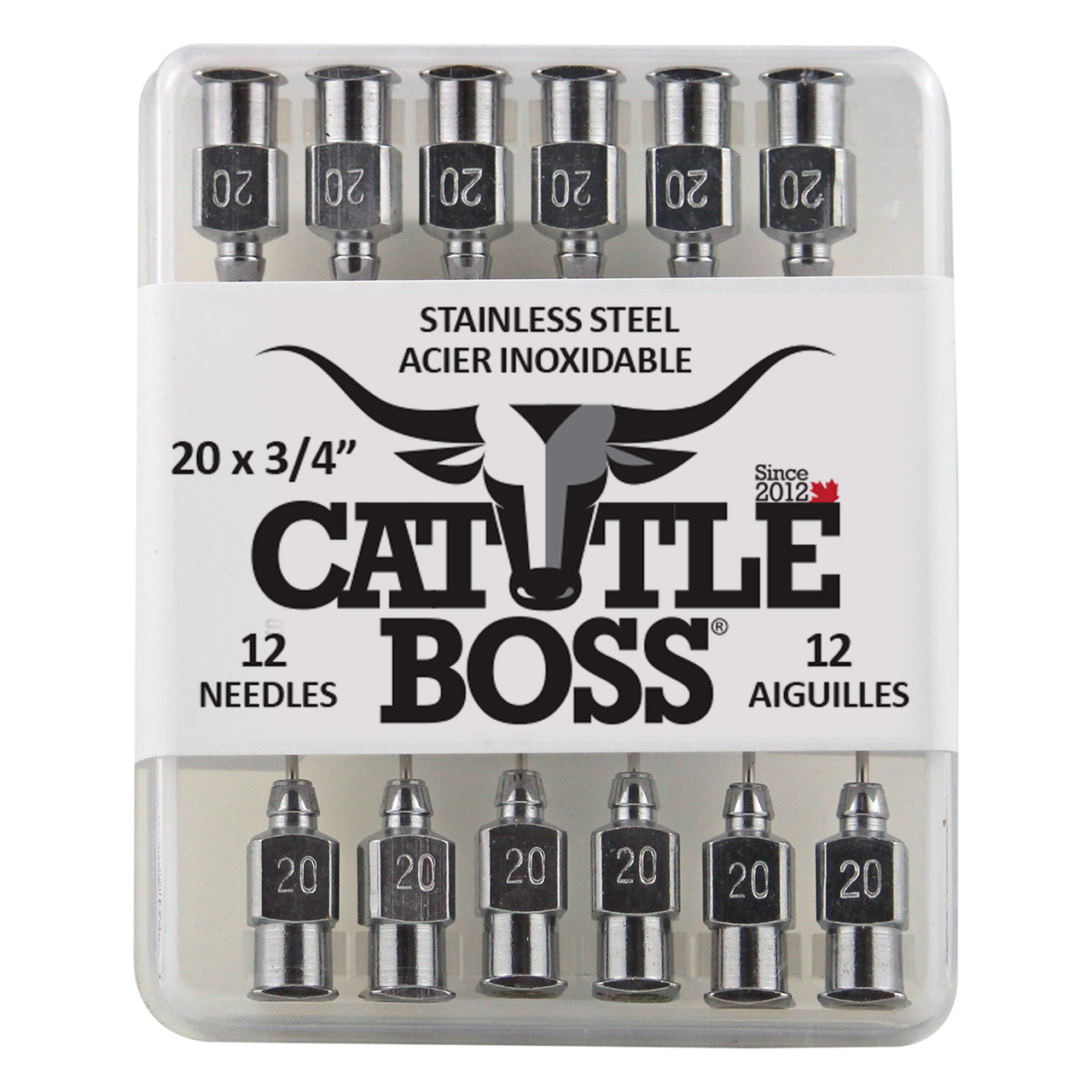Cattle Boss Stainless Steel Hub Needle (12 Pack) 20X3/4 - Drug Administration Cattle Boss - Canada