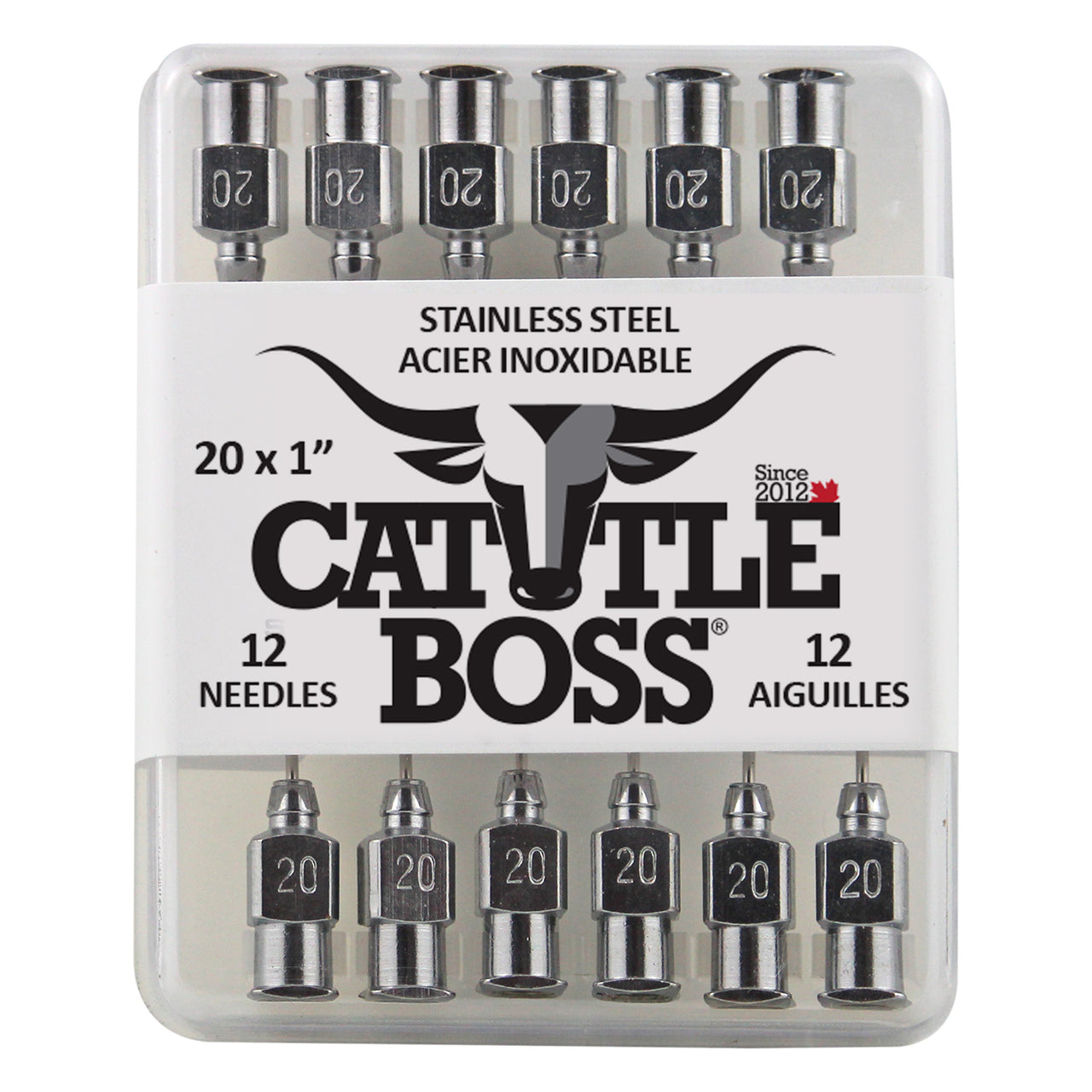 Cattle Boss Stainless Steel Hub Needle (12 Pack) 20X1 - Drug Administration Cattle Boss - Canada