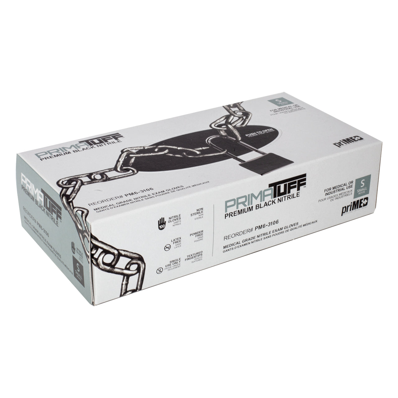 PrimaTuff Premium Black Nitrile medical exam gloves Small (100 per box)