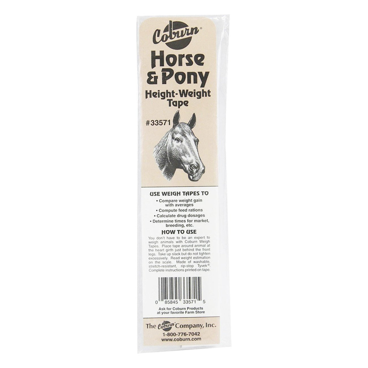 Coburn Horse & Pony Height Weight Tape Lbs - Specialty Measurement Tapes Coburn - Canada