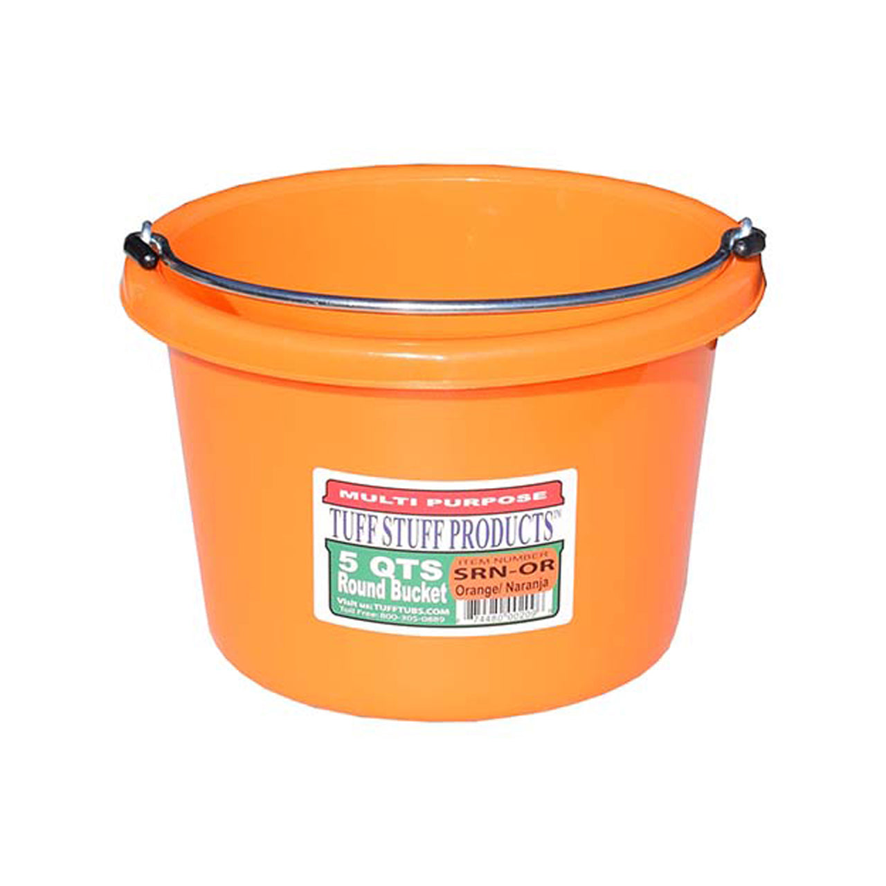 Tuff Stuff Small Round Bucket 5 Qts (Orange) - Buckets Pails Feeders Scoops Tubs Bottles Tuff Stuff - Canada