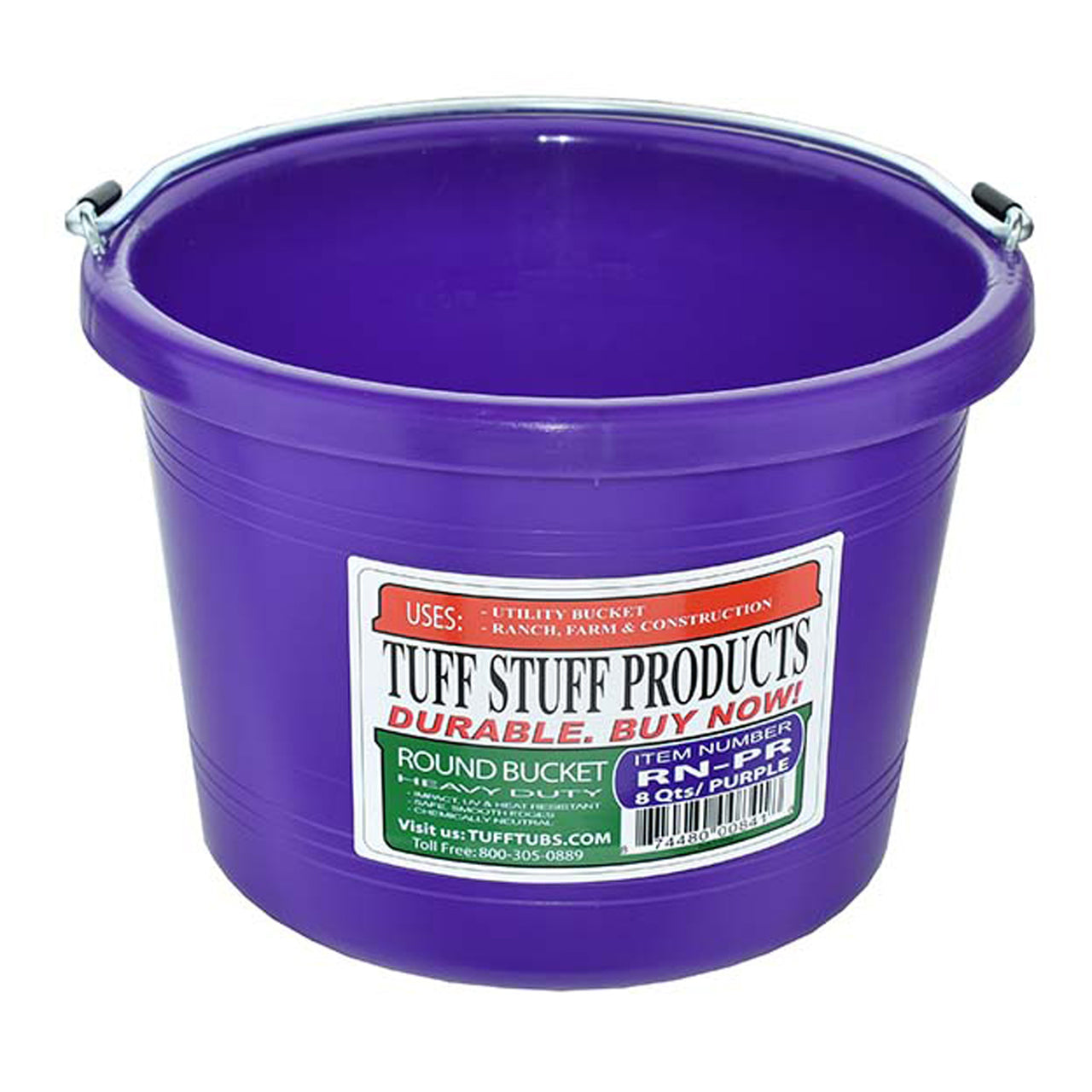 Tuff Stuff Round Bucket 8 Qts - Purple - Buckets Pails Feeders Scoops Tubs Bottles Tuff Stuff - Canada